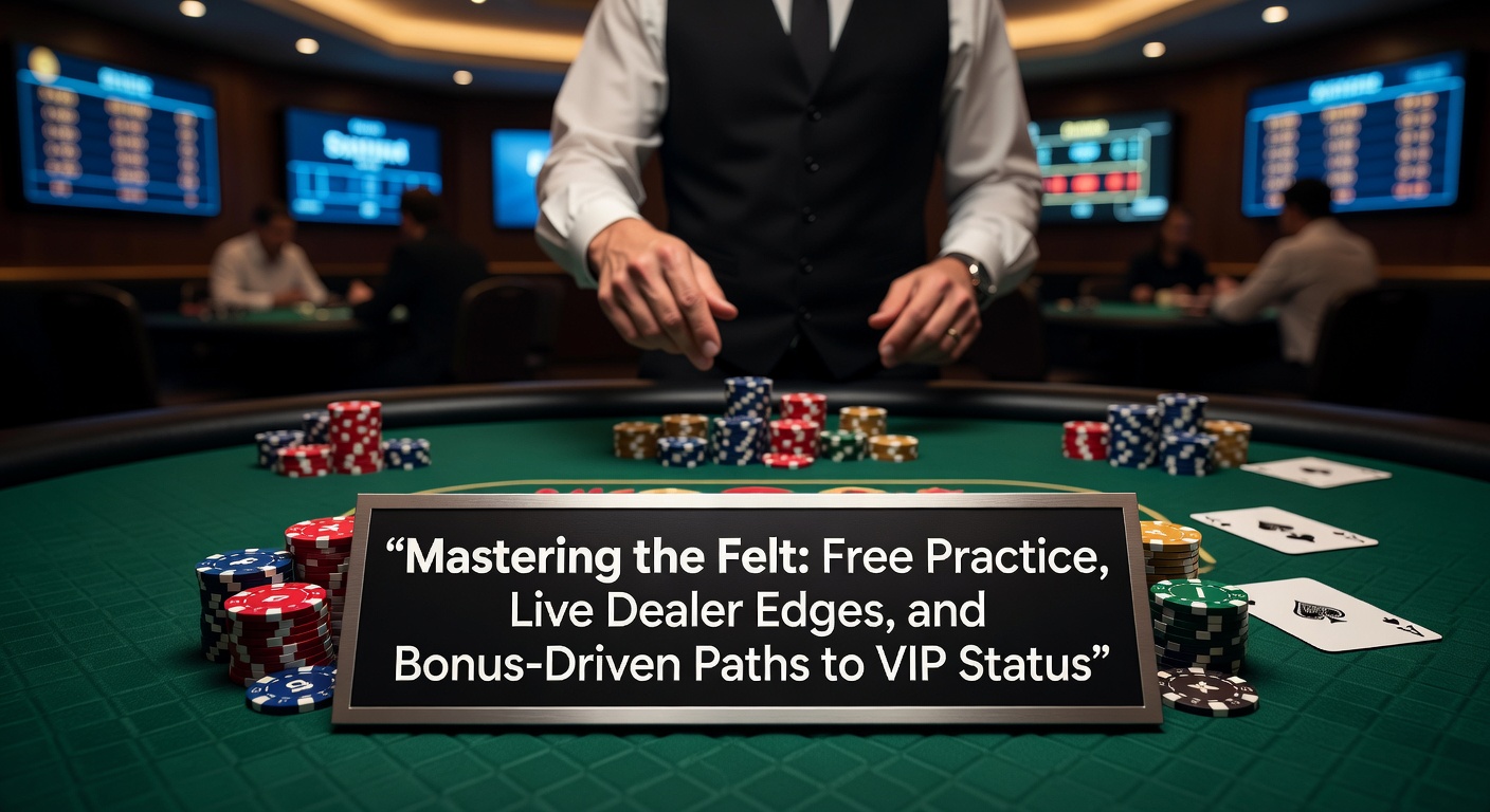 Spieler übt Blackjack an einem virtuellen Tisch mit Strategietafel im Hintergrund